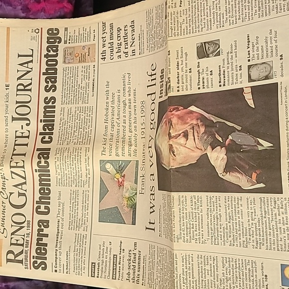 1998 Reno ( NV) & L.A. Times Headline Newspaper Singer Frank Sinatra Dead (4) - Picture 6 of 6